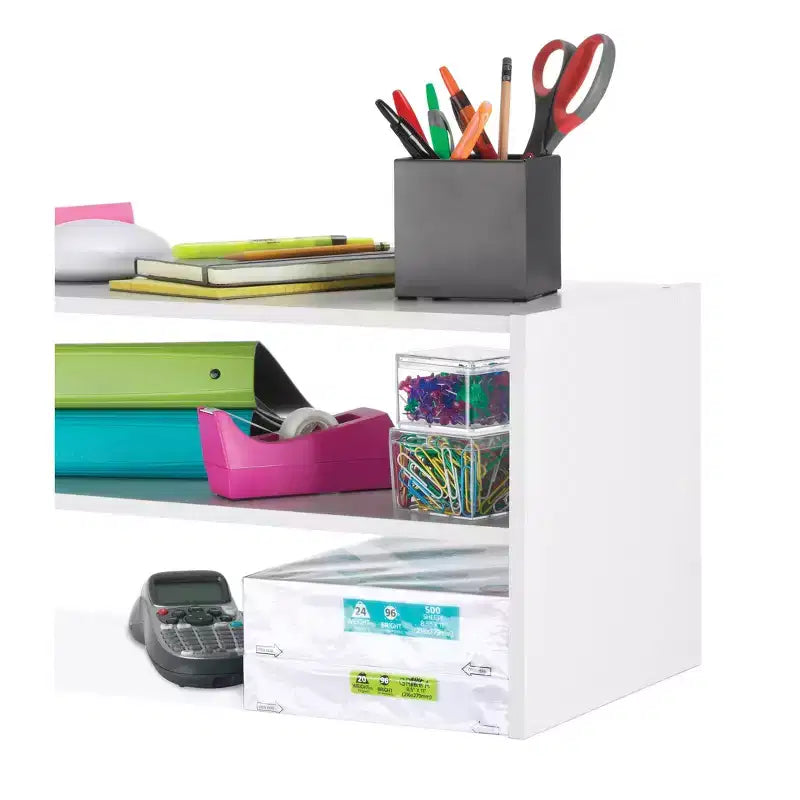 Stackable 31" Extra Wide 2-Shelf Storage Organizer, White