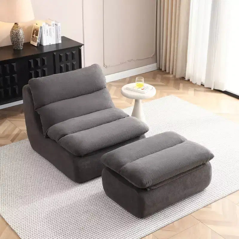 Corduroy Bean Bag Floor Lounge Sofa with Ottoman