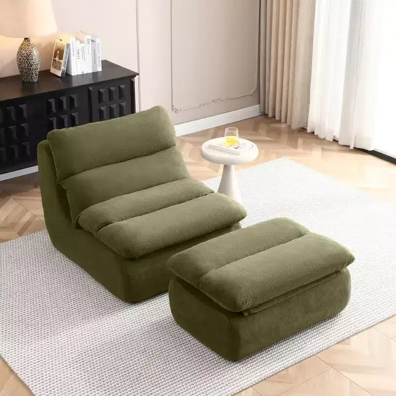 Corduroy Bean Bag Floor Lounge Sofa with Ottoman