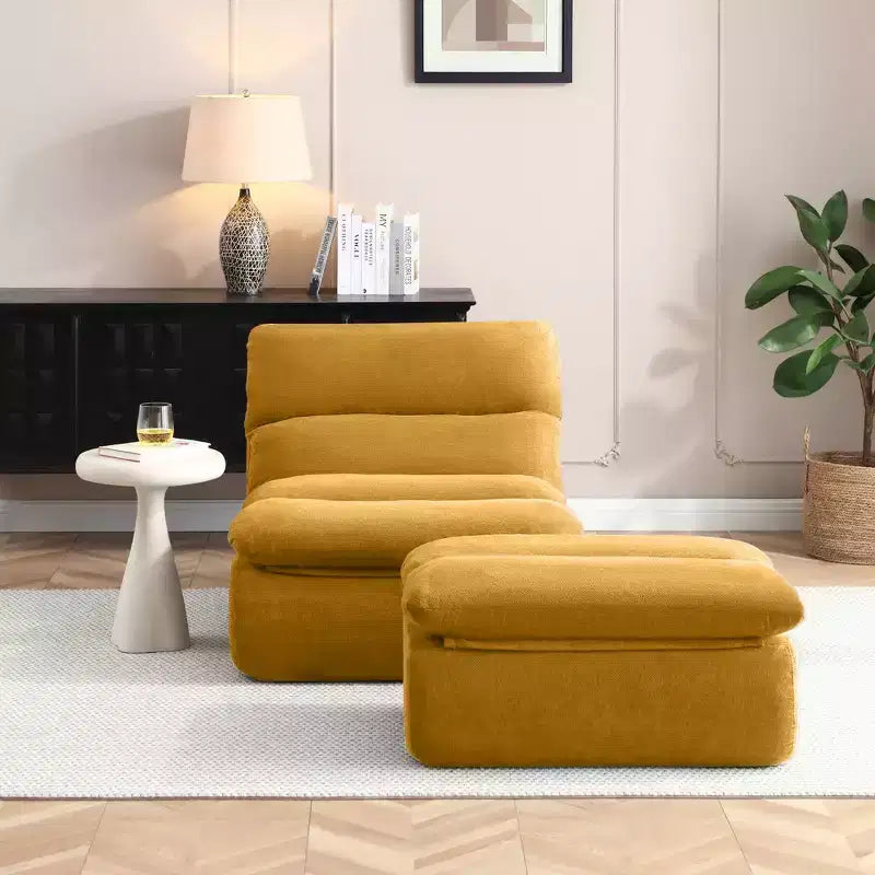 Corduroy Bean Bag Floor Lounge Sofa with Ottoman