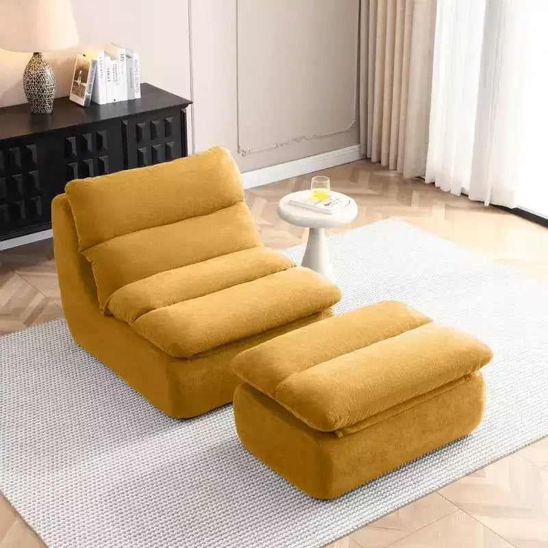 Corduroy Bean Bag Floor Lounge Sofa with Ottoman