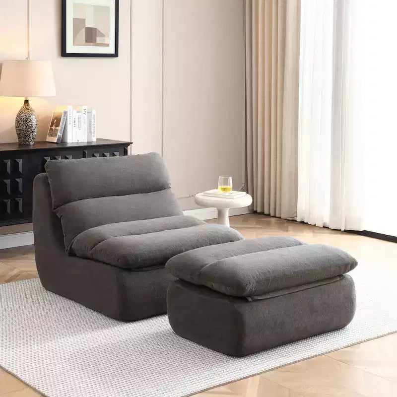 Corduroy Bean Bag Floor Lounge Sofa with Ottoman