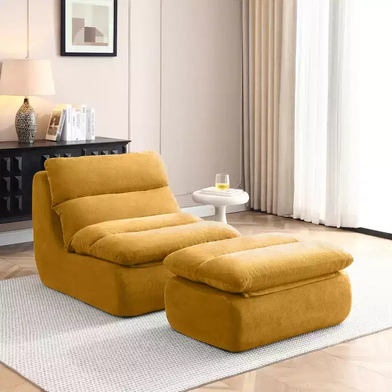Corduroy Bean Bag Floor Lounge Sofa with Ottoman