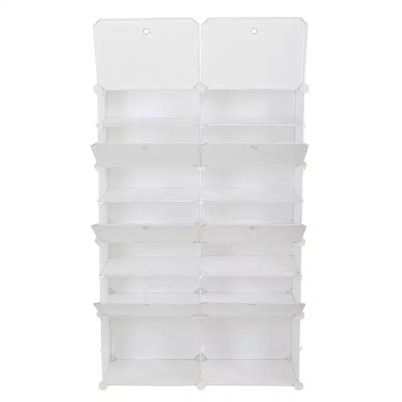 14-Cubby DIY Modular Shoe Cabinet Plastic Shoe Organizer, White