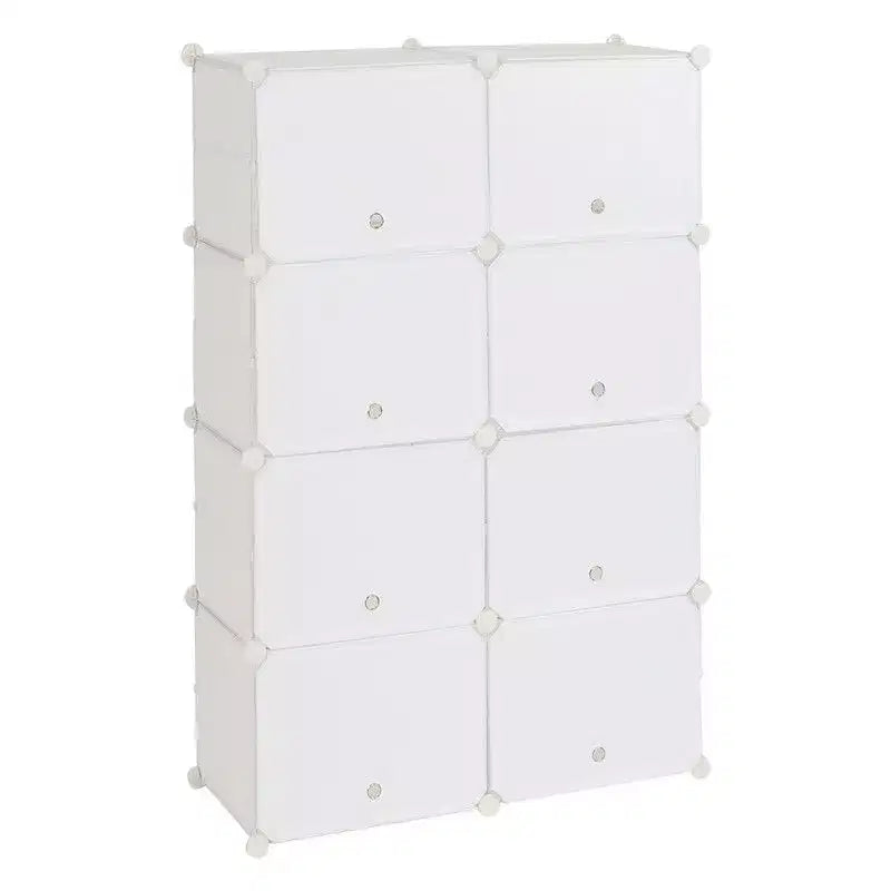 14-Cubby DIY Modular Shoe Cabinet Plastic Shoe Organizer, White