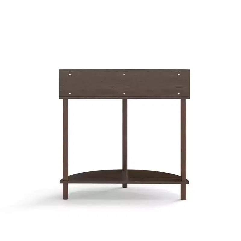 Modern Wave-Pattern Half-Moon Wooden Console Table with 2 Drawers and Open Shelf