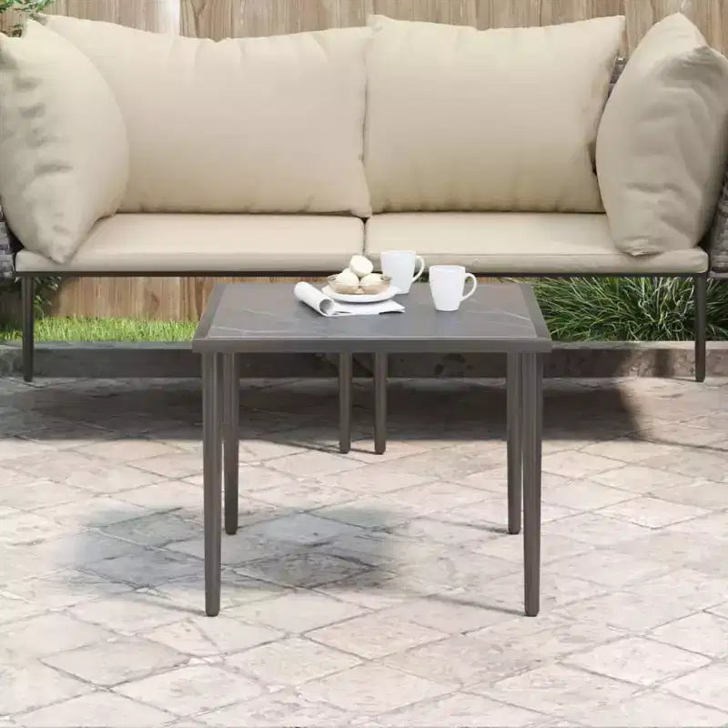 Garden Table Grey Steel, Small Modular Square