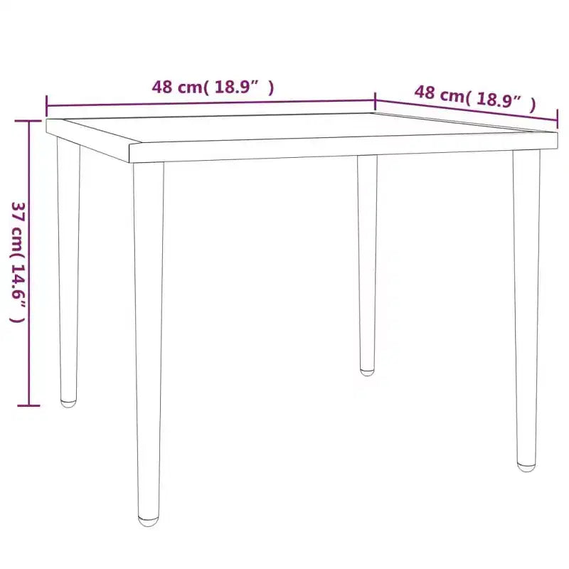 Garden Table Grey Steel, Small Modular Square
