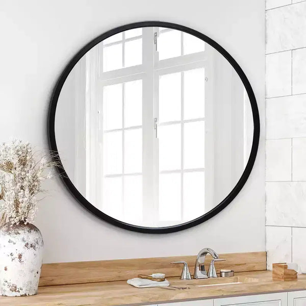 Americanflat 32 Round Mirror - Black - Premium Home Decor Style - Shatter-Resistant Glass - Elegant Modern Design - Durable Construction - Modern