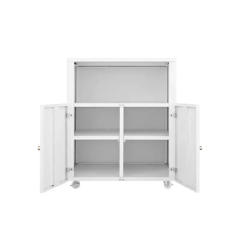 Metal Printer Cabinet with Wheels and Storage Shelf, 28.9" Rolling Printer Stand for Home Office, White