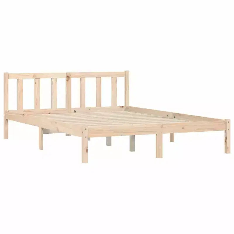 Solid Pine Wood Bed Frame Natural, 53.94" x 74.80"
