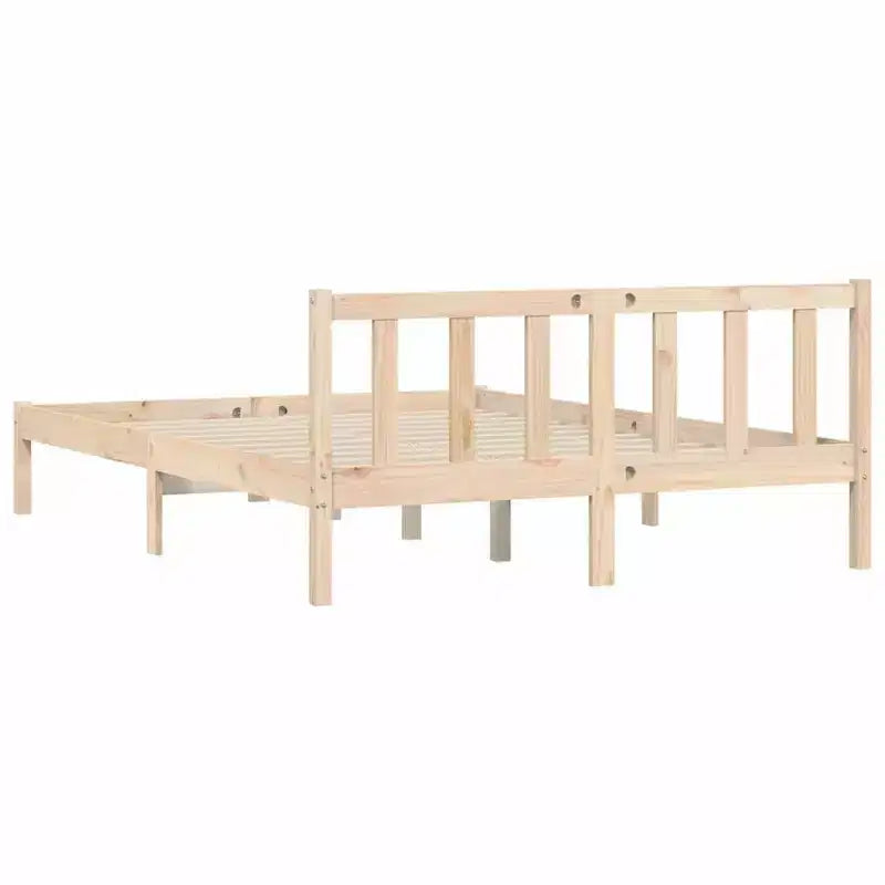 Solid Pine Wood Bed Frame Natural, 53.94" x 74.80"