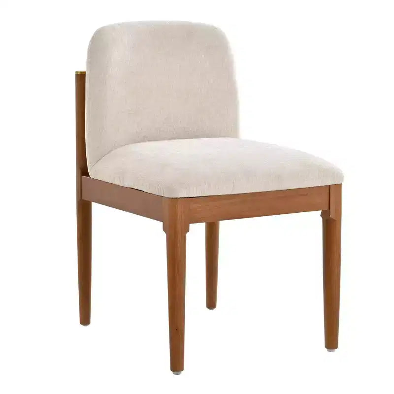 Set of 2 Modern Dining Chairs with Woven Rope Backrest & Solid Rubberwood Legs, Walnut Finish