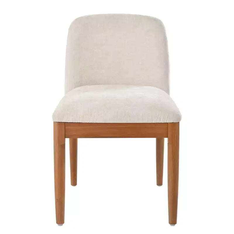 Set of 2 Modern Dining Chairs with Woven Rope Backrest & Solid Rubberwood Legs, Walnut Finish