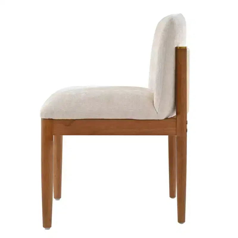 Set of 2 Modern Dining Chairs with Woven Rope Backrest & Solid Rubberwood Legs, Walnut Finish