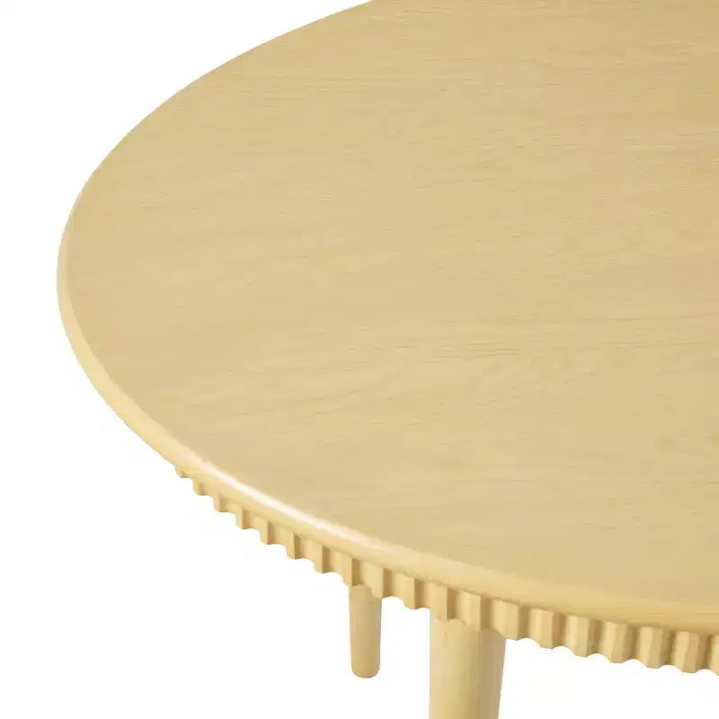 52" Modern Fluted Oval Solid Oak Wood Dining Table for 4