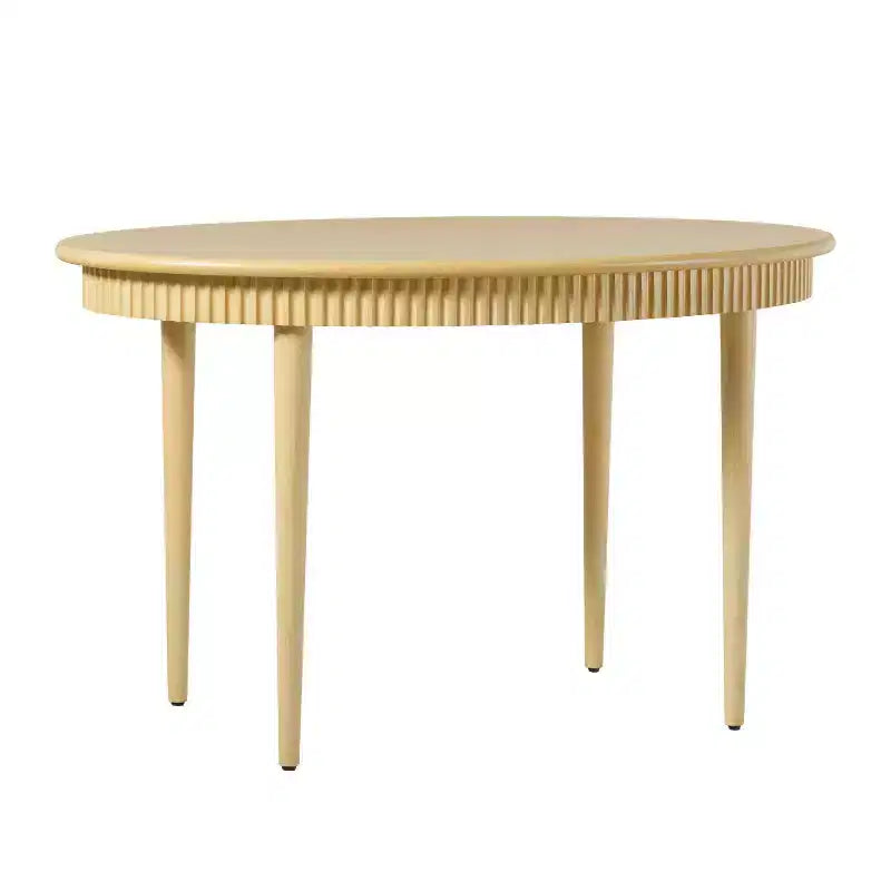 52" Modern Fluted Oval Solid Oak Wood Dining Table for 4