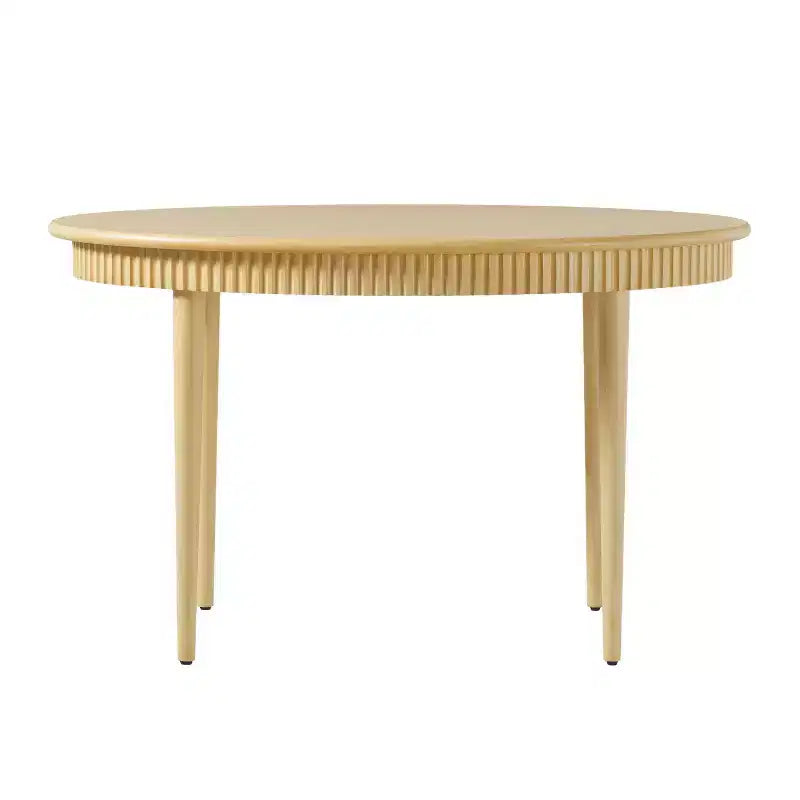 52" Modern Fluted Oval Solid Oak Wood Dining Table for 4