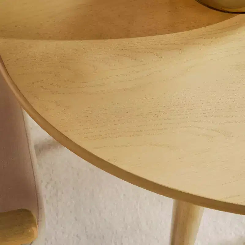 52" Modern Fluted Oval Solid Oak Wood Dining Table for 4