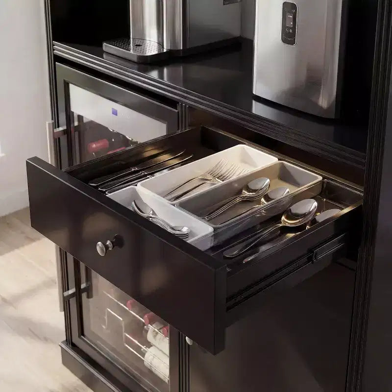 Kitchen Bar Cabinet,Compact Wine Fridge with Tempered Glass Door,Built-in LED,Temperature Control,Ideal for Kitchen Counter & Home Bar