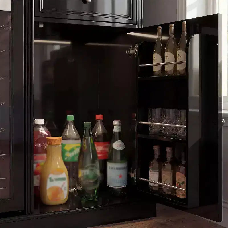 Kitchen Bar Cabinet,Compact Wine Fridge with Tempered Glass Door,Built-in LED,Temperature Control,Ideal for Kitchen Counter & Home Bar