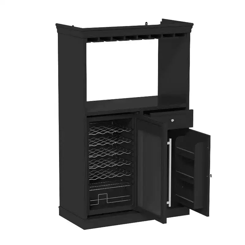Kitchen Bar Cabinet,Compact Wine Fridge with Tempered Glass Door,Built-in LED,Temperature Control,Ideal for Kitchen Counter & Home Bar