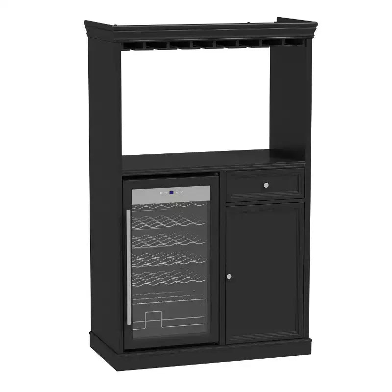 Kitchen Bar Cabinet,Compact Wine Fridge with Tempered Glass Door,Built-in LED,Temperature Control,Ideal for Kitchen Counter & Home Bar