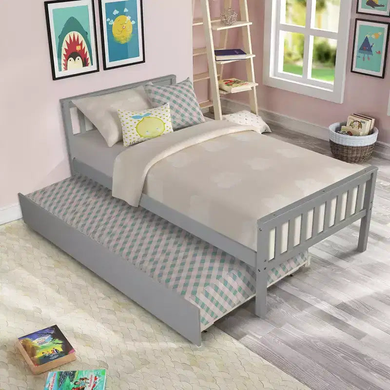 Twin Bunk Bed Safety Rail Kid-Friendly No Box Spring Needed