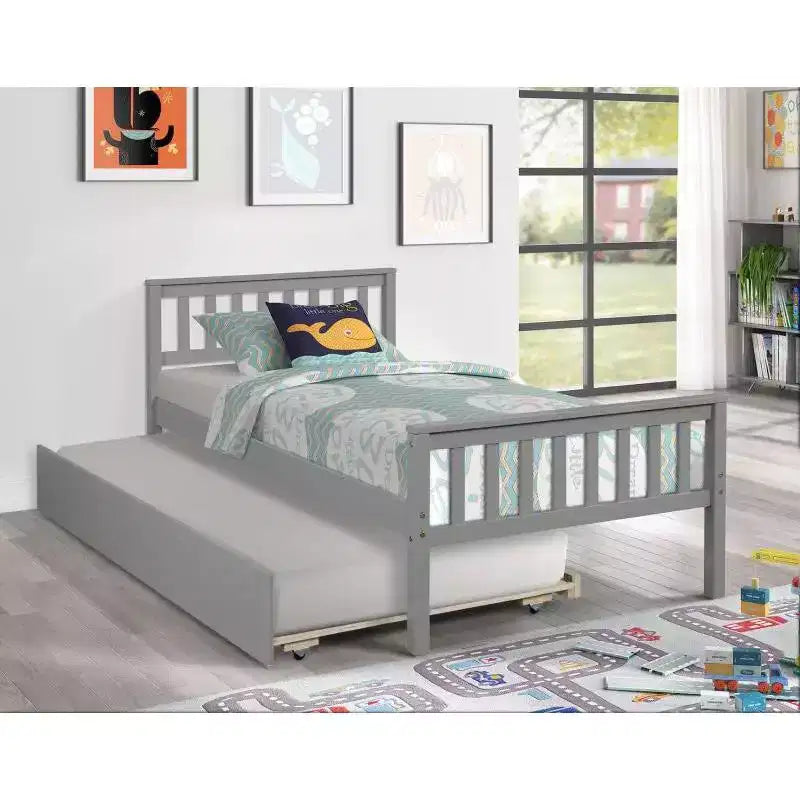 Twin Bunk Bed Safety Rail Kid-Friendly No Box Spring Needed