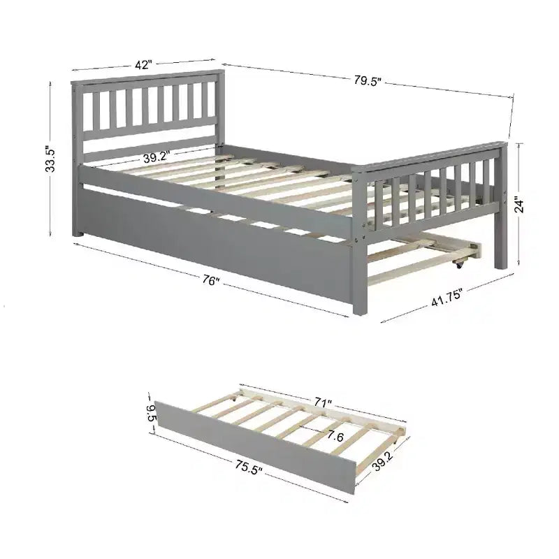 Twin Bunk Bed Safety Rail Kid-Friendly No Box Spring Needed