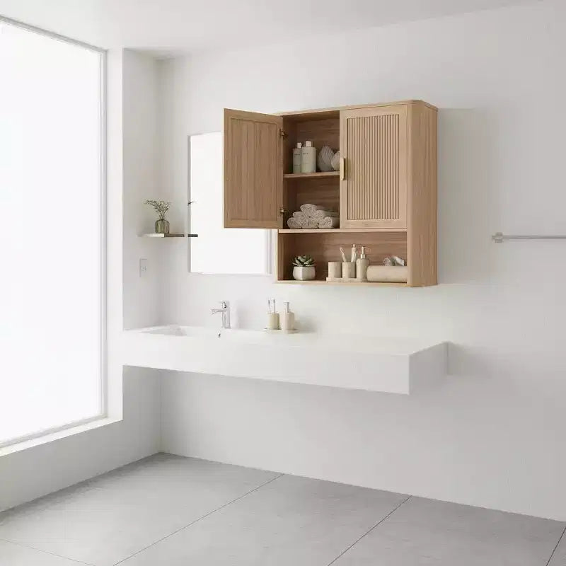 Bathroom Wall Cabinet with Adjustable Shelf & Doors, Over-Toilet Storage