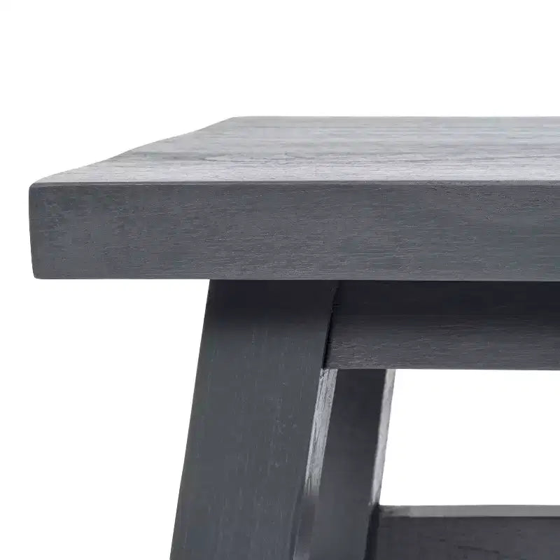 16.9" Rustic Farmhouse Solid Mindi Wood Handcrafted Accent Stool