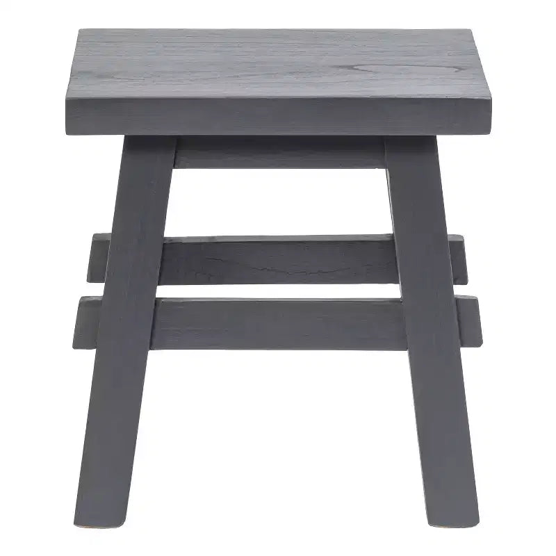 16.9" Rustic Farmhouse Solid Mindi Wood Handcrafted Accent Stool