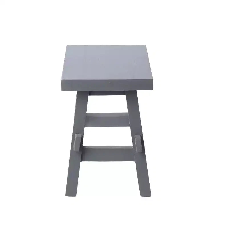 16.9" Rustic Farmhouse Solid Mindi Wood Handcrafted Accent Stool