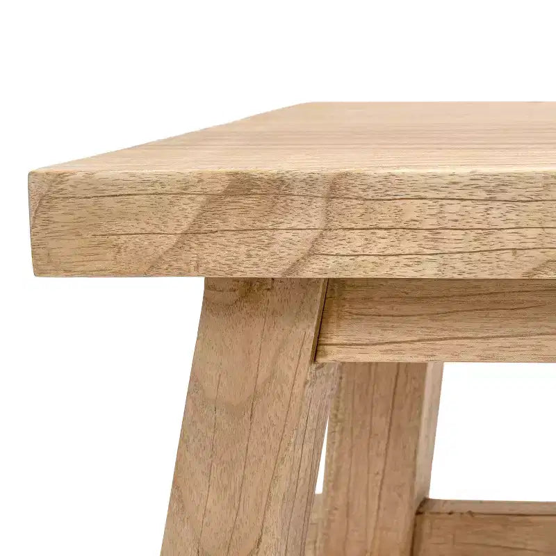 16.9" Rustic Farmhouse Solid Mindi Wood Handcrafted Accent Stool