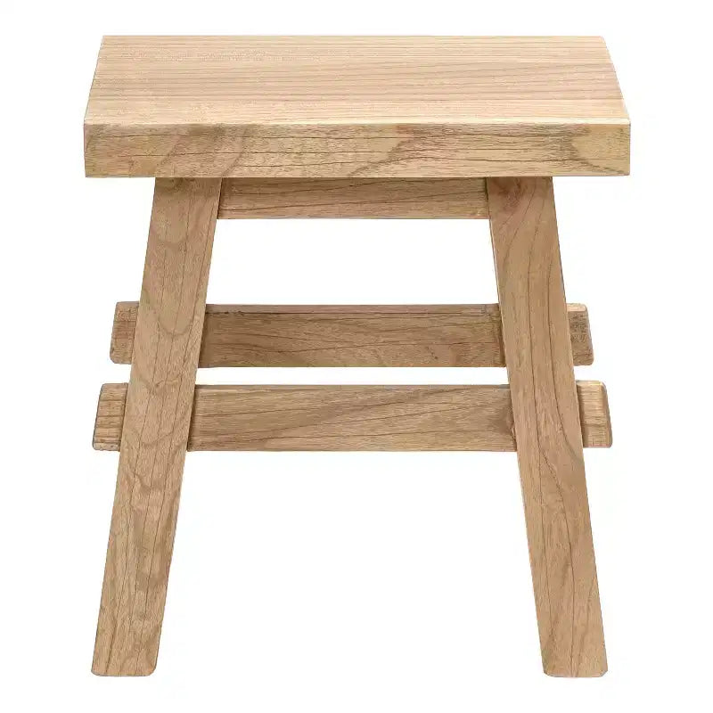16.9" Rustic Farmhouse Solid Mindi Wood Handcrafted Accent Stool