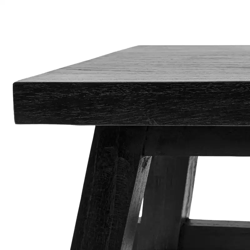 16.9" Rustic Farmhouse Solid Mindi Wood Handcrafted Accent Stool