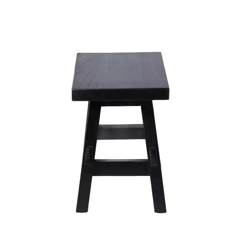 16.9" Rustic Farmhouse Solid Mindi Wood Handcrafted Accent Stool