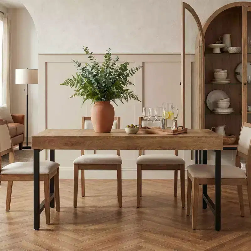 55" Rustic 4-6 Person Dining Table, Multi-Use Modern Kitchen & Office Desk