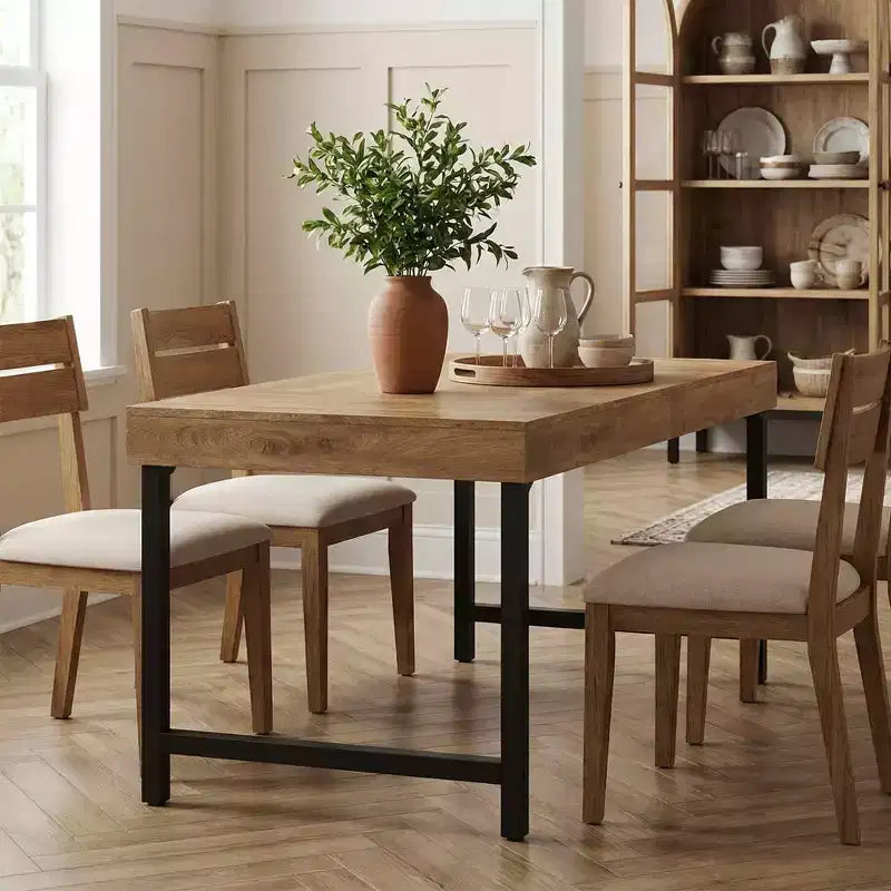55" Rustic 4-6 Person Dining Table, Multi-Use Modern Kitchen & Office Desk