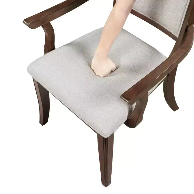 Traditional Wood Upholstered Seat Dining Chair (Set of 2)