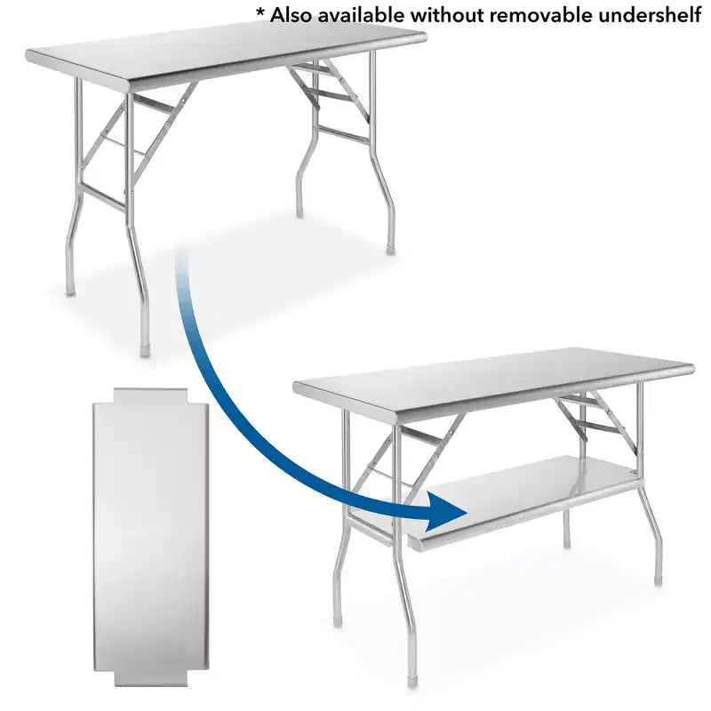 48 x 24 Inch Stainless Steel Folding Table, NSF Certified Kitchen Prep Table
