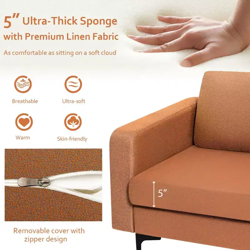 Set of 2 Fabric Accent Armchair Single Sofa with Side Storage Pocket