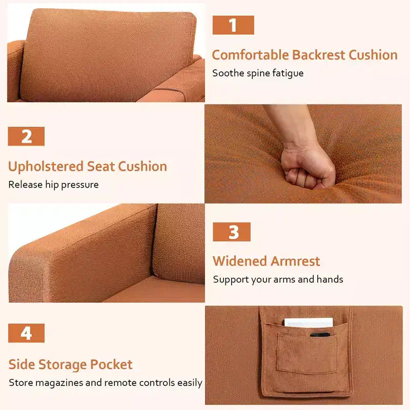 Set of 2 Fabric Accent Armchair Single Sofa with Side Storage Pocket