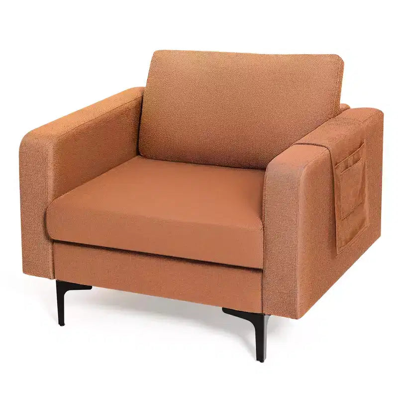 Set of 2 Fabric Accent Armchair Single Sofa with Side Storage Pocket