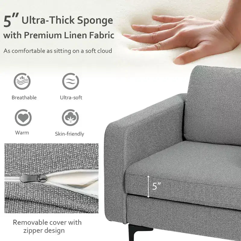 Set of 2 Fabric Accent Armchair Single Sofa with Side Storage Pocket
