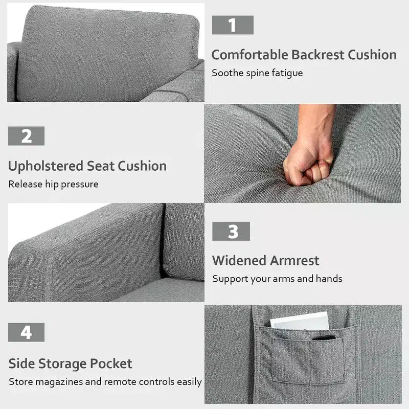 Set of 2 Fabric Accent Armchair Single Sofa with Side Storage Pocket
