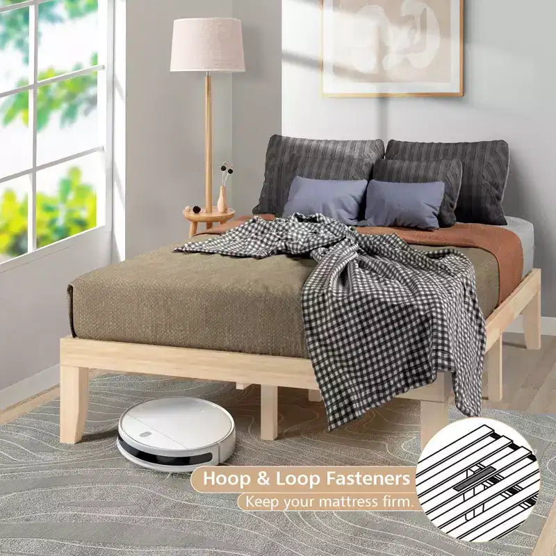 Full Size Wood Bed Frame & 10" Foam Mattress Set, CertiPUR-US Certified, Natural/Espresso