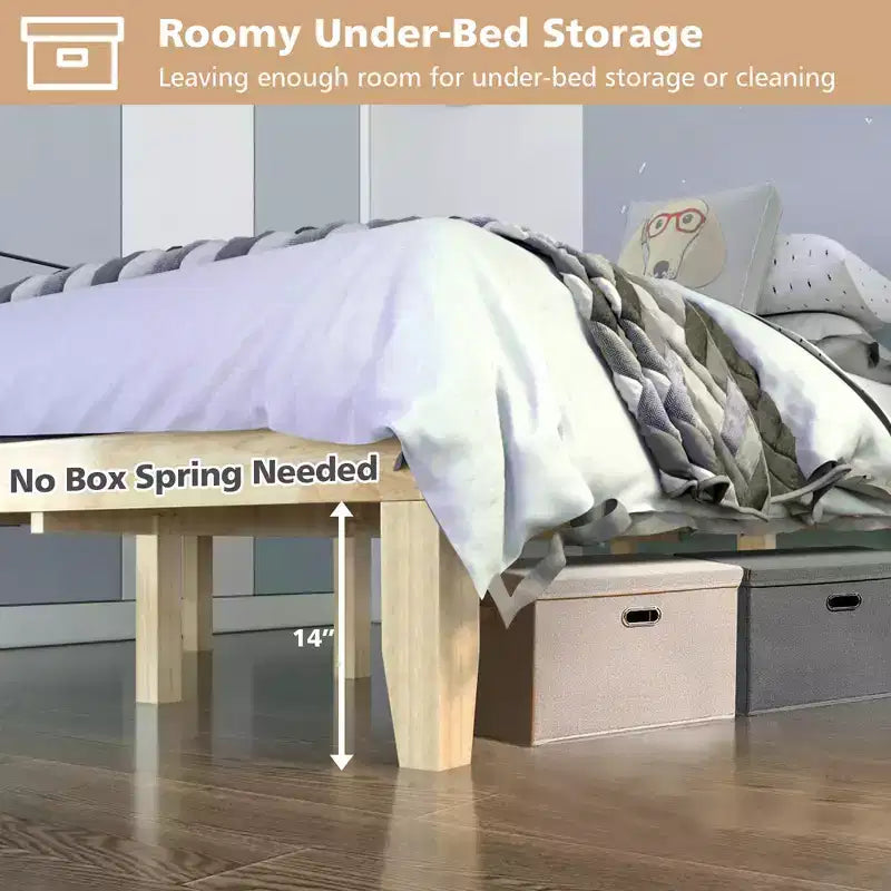 Full Size Wood Bed Frame & 10" Foam Mattress Set, CertiPUR-US Certified, Natural/Espresso