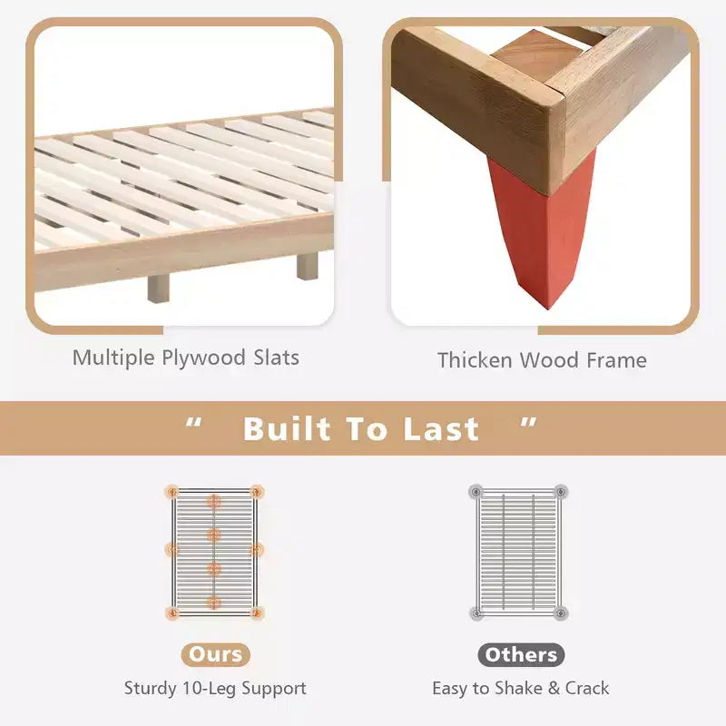 Full Size Wood Bed Frame & 10" Foam Mattress Set, CertiPUR-US Certified, Natural/Espresso